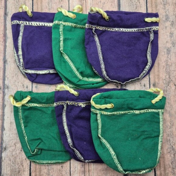 Lot of 6 Crown Royal Drawstring Mini Shooter Bags 4" Purple & Green - Picture 2 of 9